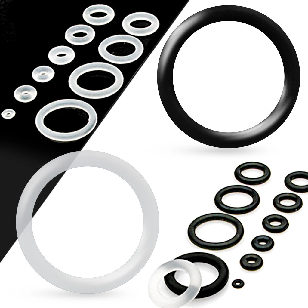 Náhradní silikonové kroužky na tunel nebo plug, černá barva - Tloušťka : 11 mm