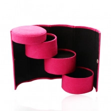 Šperkovnice v růžovém barevném provedení - tvar válce, tři přihrádky