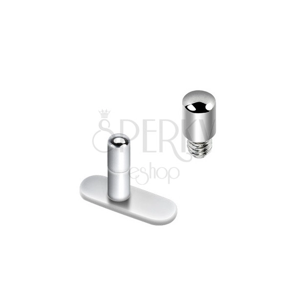 Násada implantátu microdermal, z oceli 316L, stříbrná barva, 2 mm