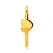 Zlatý 14K piercing do nosu, lesklý kroužek s drobným srdíčkem, 6 mm