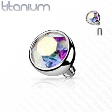 Hlavička do implantátu z titanu, se vsazeným krystalem různých barev, 1,2 mm