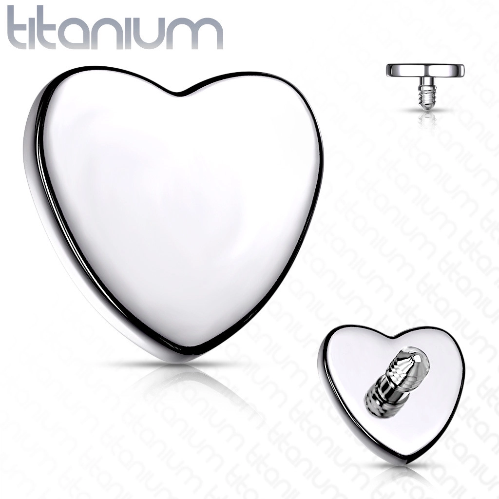 Náhradní hlavička do implantátu z titanu, srdíčko 3 mm, stříbrná barva, tloušťka 1,2 mm
