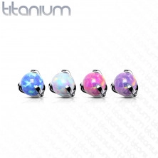 Dílek do implantátu z titanu, kulička v pouzdře, syntetický opál, závit, různé barvy, 4 mm