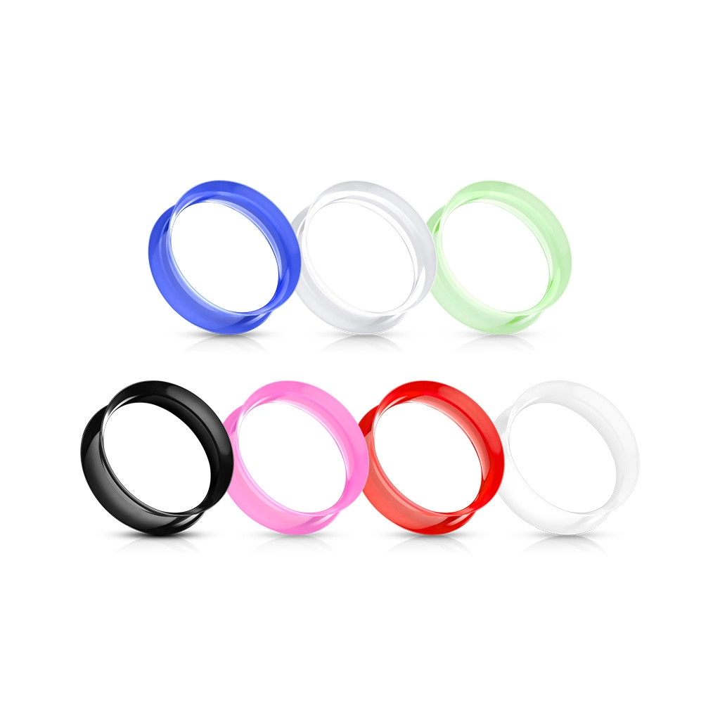 Sedlový tunel do ucha ze silikonu, ohebný, různé barvy, lesklý - Tloušťka : 12 mm, Barva: Růžová