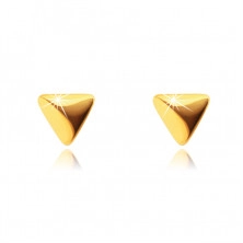 Puzetové náušnice z 9K zlata - zrcadlově lesklé trojúhelníky se zaoblením