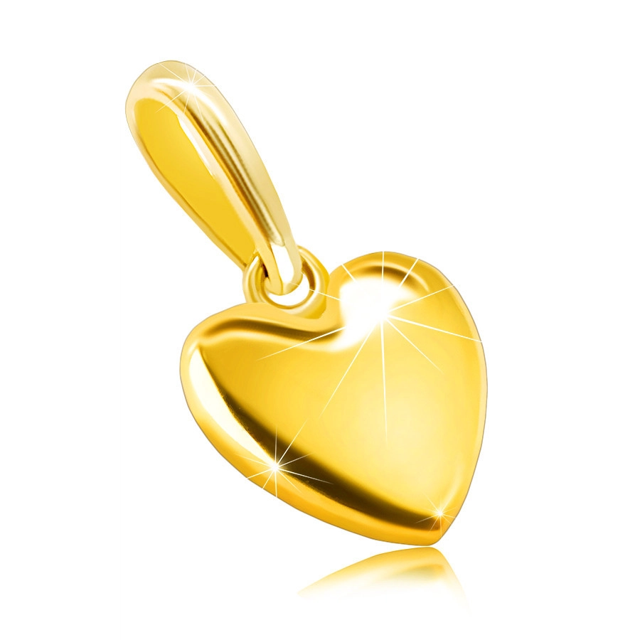 Přívěsek ze žlutého 375 zlata - hladké srdíčko, zrcadlově lesklý povrch, oválné očko