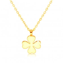 Náhrdelník ze žlutého zlata 375 - čtyřlístek se srdcovitými listy, symbol štěstí