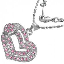 Romantický náhrdelník - růžová srdíčka