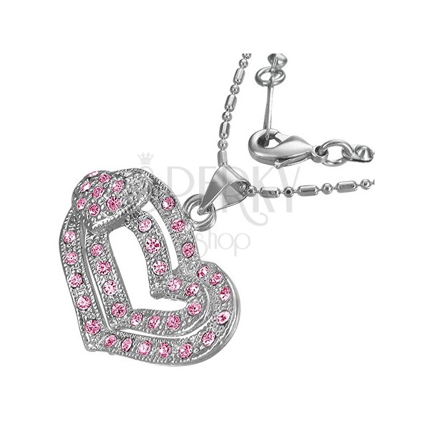 Romantický náhrdelník - růžová srdíčka