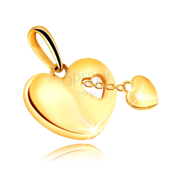 Zlatý 9K přívěsek s obrysem srdce - malé srdíčko na řetízku