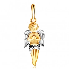 Přívěsek z kombinovaného 375 zlata - modlící se anděl s křídly