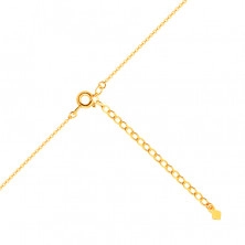 9K náhrdelník ve žlutém zlatě - symbol propleteného nekonečna, čiré zirkony, plochá očka