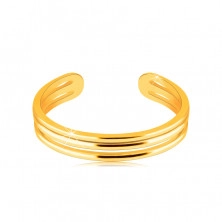 Prsten ze žlutého zlata 375 s otevřenými rameny - tři tenké hladké proužky