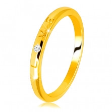 Obroučka ve žlutém 9K zlatě - nápis "LOVE" se zirkonem, hladký povrch, 1,5 mm 