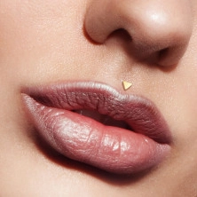 Piercing ze žlutého 14K zlata do nosu, ucha, rtu - drobný rovnostranný trojúhelník, průsvitný Bioflex