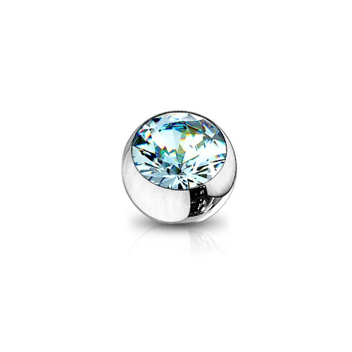Levně Náhradní ocelová kulička na piercing se závitem - světle modrý zirkon, různé velikosti, sada 10 ks - Průměr: 3 mm