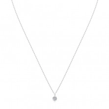 Briliantový náhrdelník z bílého 14K zlata - tenký řetízek, kroužek zdobený diamanty