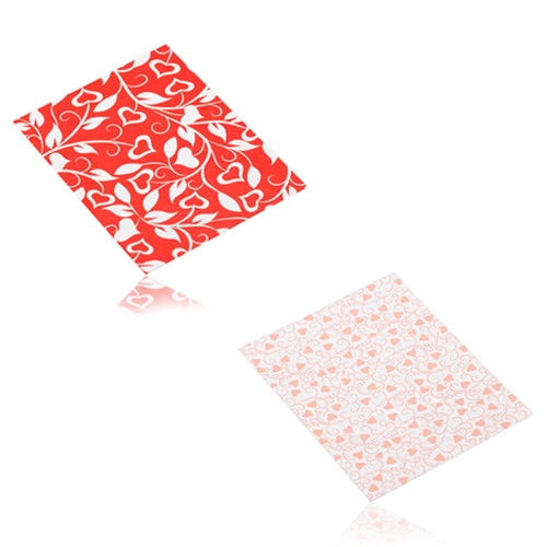 Matná dárková obálka z papíru - zvlněný srdíčkový ornament - Barva: Červená