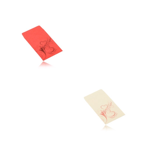 Papírová dárková obálka menšího formátu - motiv srdíčkového ornamentu, 50 x 85 mm - Barva: Červená