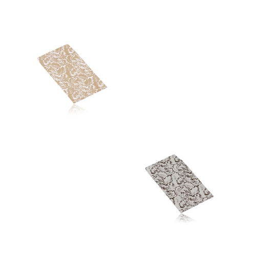 Levně Papírová dárková obálka - motiv zvlněných listů, 50 x 85 mm - Barva: Bílá - olivová