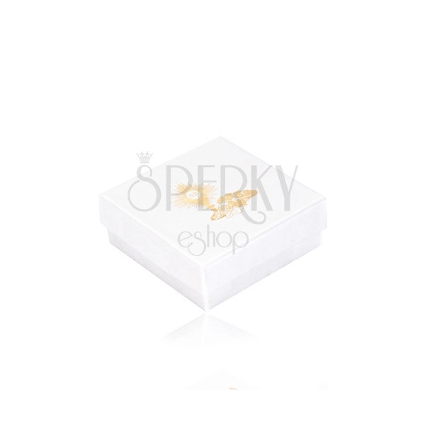 Perleťově bílá krabička na šperk - motiv 1. svatého přijímání zlaté barvy