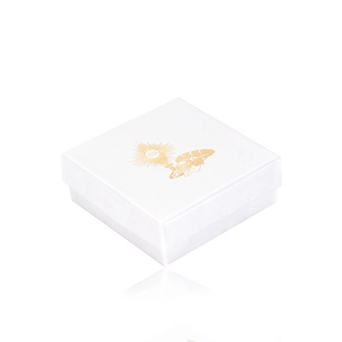 Levně Perleťově bílá krabička na šperk - motiv 1. svatého přijímání zlaté barvy