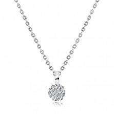 Briliantový náhrdelník z bílého 9K zlata - tenký řetízek, kroužek zdobený diamanty