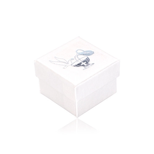 Levně Dárková krabička perleťově bílé barvy - kalich, džbán, holubice