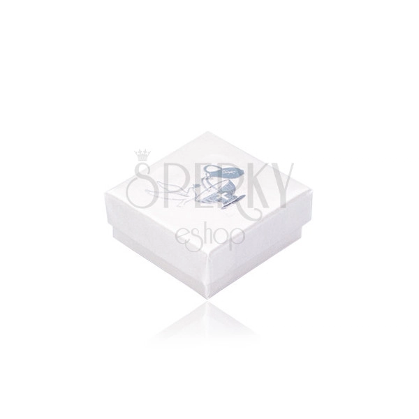 Lesklá dárková krabička perleťově bílé barvy - kalich, džbán, holubice, stříbrné barevné provedení
