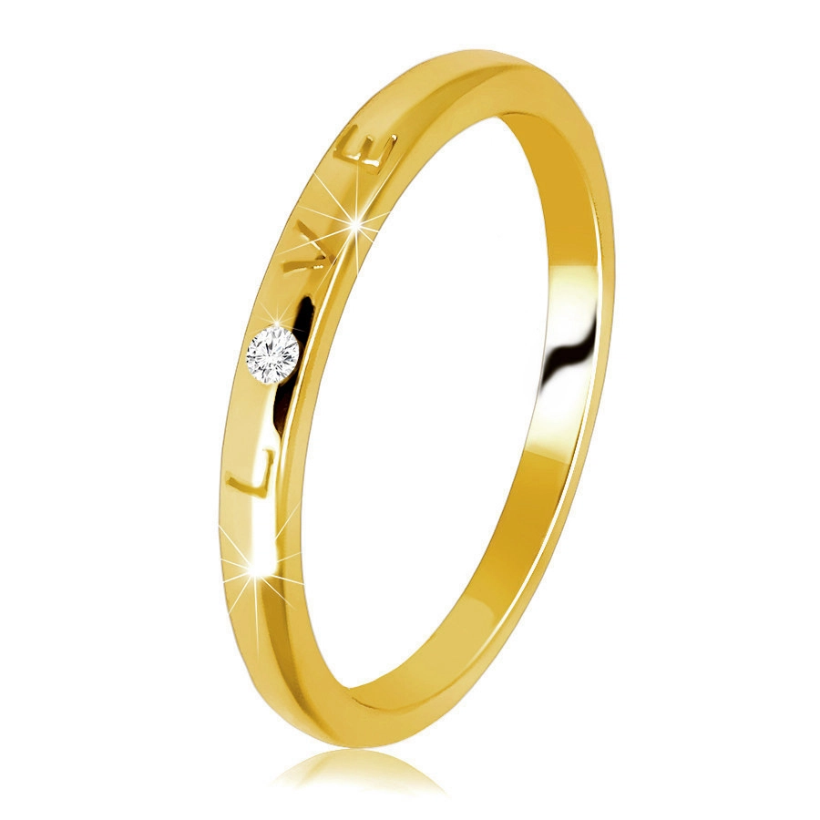 Obroučka ve žlutém 585 zlatě - prsten s vygravírovaným nápisem \