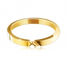 Zlatá 14K obroučka - prsten se dvěma zářezy a hladkými rameny