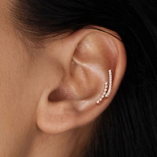 Piercing do ucha z chirurgické oceli s vnitřním závitem - dva obloučky vykládané zirkony, 6 mm