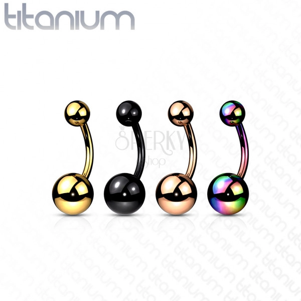 Titanový piercing do pupíku - jednoduché kuličky, různé barvy, PVD