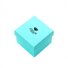 Dárková krabička na diamantové šperky - tyrkysová s logem a černou mašlí, čtvercová