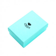 Dárková krabička na diamantové šperky - obdélníková, tyrkysová s logem a černou mašlí