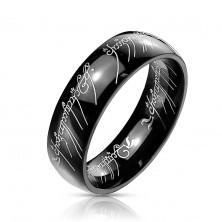 Černý ocelový prsten s motivem Pána prstenů, 6 mm