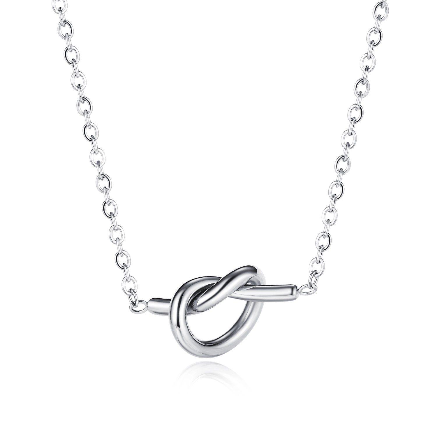 Ocelový náhrdelník stříbrné barvy - srdce s propletenými rameny, jemný řetízek