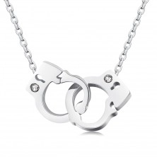 Ocelový náhrdelník stříbro - spojené články, drobné zirkony