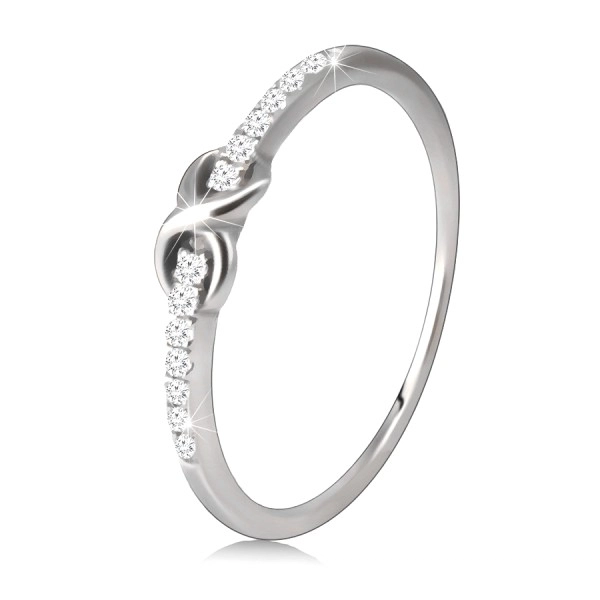 Stříbrný prsten 925 - smyčka ve tvaru osmičky, čirý zirkon