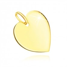Přívěsek ze žlutého zlata 375 - ploché zrcadlové srdce
