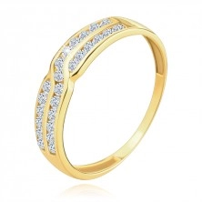 Zlatý prsten 585 - dvojitá řada kulatých zirkonů