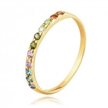 Prsten ze 14karátového žlutého zlata - řada různobarevných zirkonů
