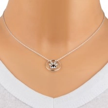 Stříbrný 925 náhrdelník - srdcová tlapka, tenký kroužek, kulaté zirkony