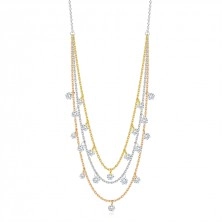 Stříbrný náhrdelník 925 - trojitý řetízek, trojitá kombinace barev, čiré zirkony