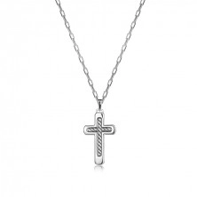 Stříbrný 925 náhrdelník - latinský kříž, zaoblené hrany, pletenec, karabinka