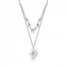 Stříbrný náhrdelník 925 - dvojitý řetízek, hvězdice, mušle, želva, delfín