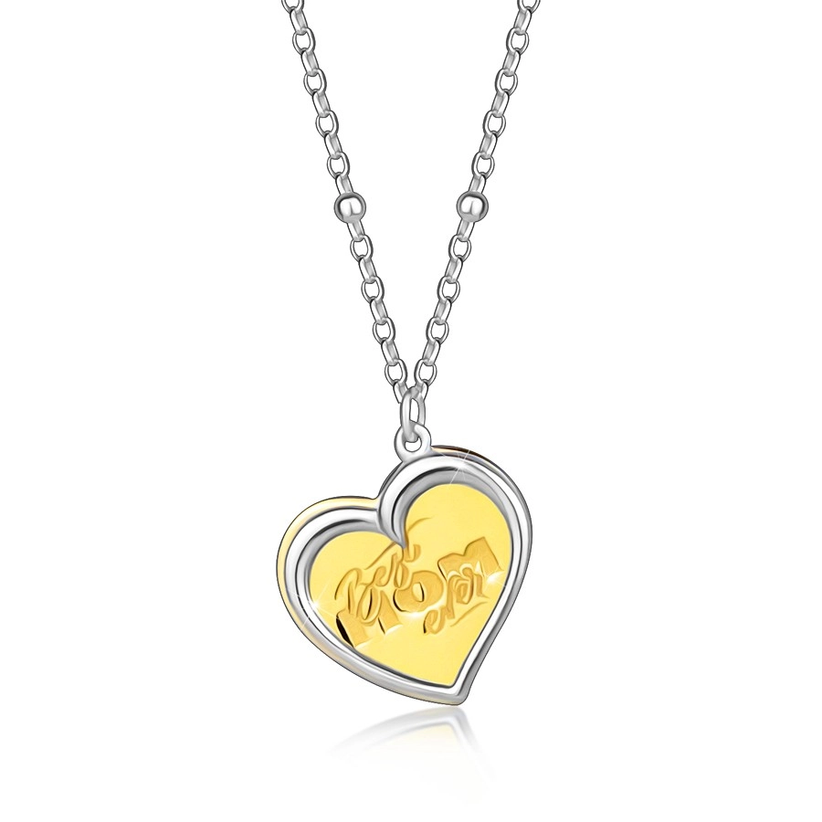 Stříbrný náhrdelník 925 - obrys srdce, zlatá barva, \