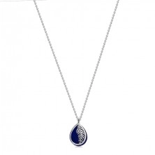Stříbrný náhrdelník 925 - přírodní lazurit, obrys kapky s listem