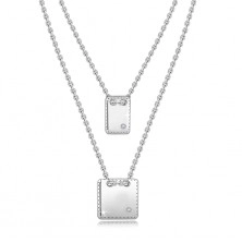 Stříbrný náhrdelník 925 - brilianty, plochý čtverec a obdélník