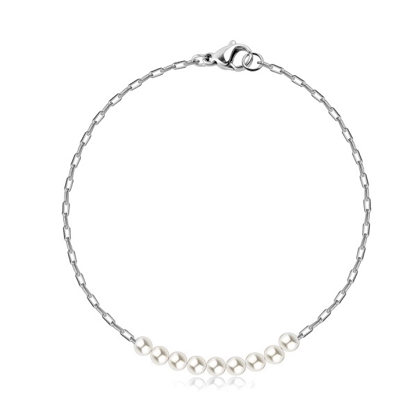 Stříbrný náramek 925 - řada bílých syntetických perel